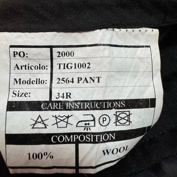 Tiglio Men’s Dress Pants 100% Wool Black 34R - Picture 6 of 9
